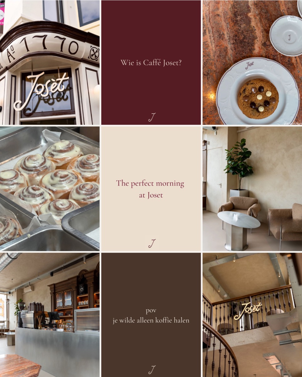 Content design 'The perfect morning at Joset' met roze en crème tinten