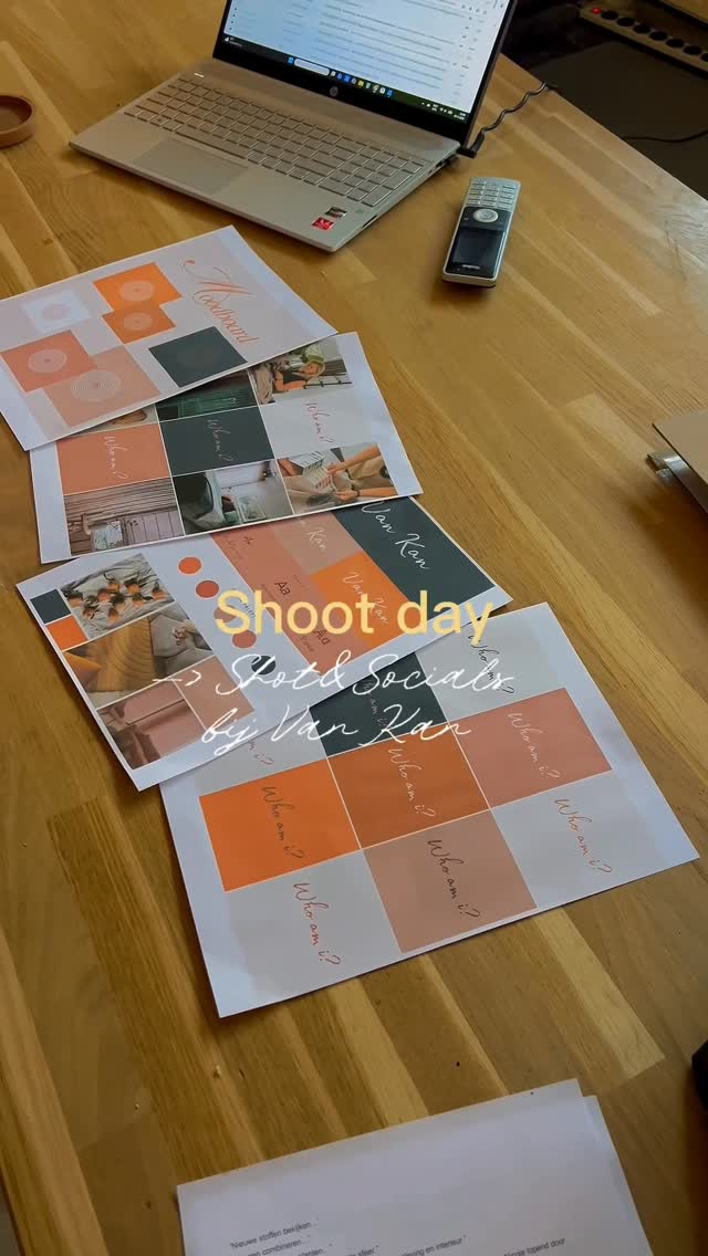 Huisstijl-moodboards voor Van Kan Woninginrichting op de shootdag